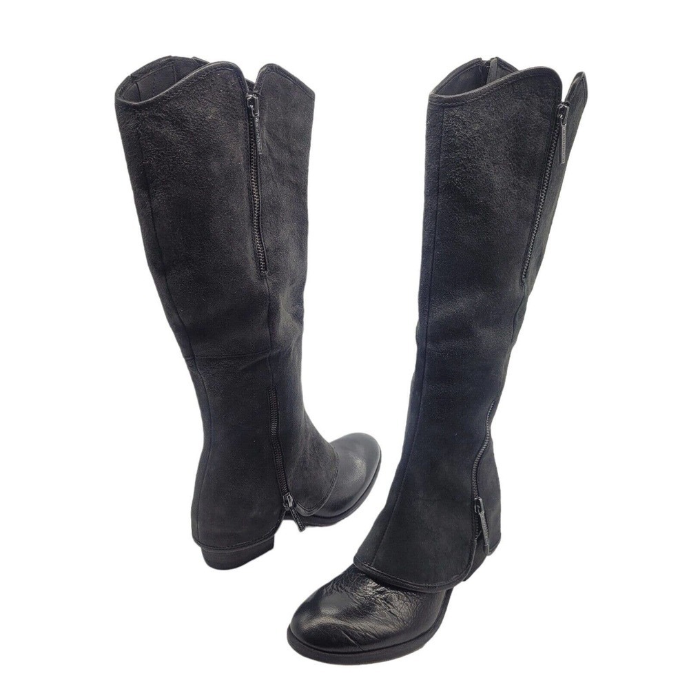 New Donald J Pliner womens sz 6 Devi 7 black Suede Knee High Boots heel riding